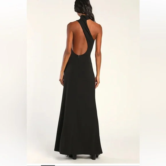 Lulu's Chic Black One-Shoulder Gown - Picture 2 of 4